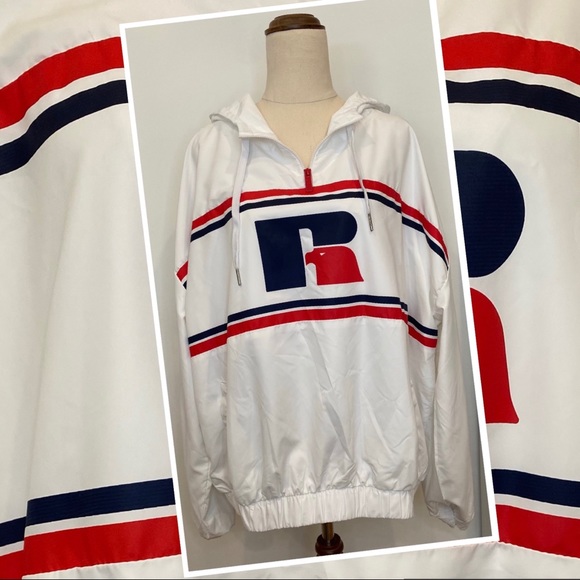 Russell Athletic Jackets & Blazers - Womens Russell Athletic 1/4 zip Eagle R parachute hooded jacket light weight 16